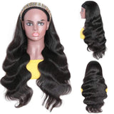 Body Wave Headband Wigs for Black Women Human Hair Wigs with Headband None Lace Front Wigs 150% Density Human Hair Body Wave Headband Wigs Natural Color (20 inches)