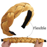 3 Pack Velvet Headbands Vintage Wide Braided Headband Thick Faux Pearl Knot Turban Headband for Women Girls