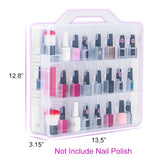 Clear Portable Nail Polish Organizer,Double -Sided Organiser,Dust-Proof,48 Bottles Adjustable Dividers Space Saver and Nail Polish Carrying Case with 2 Toe Separators-Transparent