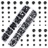 Dowarm 2650 Pieces Non Hotfix Glass Flat Back Crystal Rhinestones, 6 Sizes 1.5mm - 6.5mm, Glue Fix Flatback Crystals Loose Gemstones for Crafts Nail Face Art Clothes Jewels (Jet Black)