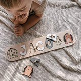 Personalized Wood Name Puzzle With Pegs & Custom Design - Toddler Name Puzzle