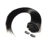 Double Weft 100% Clip in Remy Human Hair Extensions #1 Jet Black 10''-24'' Full Head Thick Thickened Long Soft Silky Straight 8pcs 18clips for Women Fashion 16" / 16 inch 130g