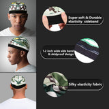 Premium camo Silky Durag for Men,wave cap & 360 wave brush made by Boar Bristle