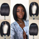 Arabella Lace Front Wigs 4X4 Short Bob Wigs Human Hair Straight Human Hair Bob Wigs 180% Density Human Hair Lace Front Bob Wigs 10a Pre Plucked Hairline (12inch, 4x4 lace wig)