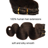 18" FAAAL Clip in Human Hair Extensions Full Head 150g 7 Pieces 16 Clips #2 Dark Brown Double Weft Brazilian Real Remy Hair Extensions Thick Body Wave (18" 150g, Dark Brown)