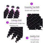 VRVOGUE Brazilian Deep Wave 3 Bundles 100% Human Hair 7A+ Unprocessed Natural Color Brazilian Virgin Hair Extensions (8 8 8)