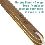 Wooden Handle Loofah and Poufs Set, Teak Wood Long Handle Soft Body Luffa Set for Men & Woman Included 1 Loofah Sponge On a Stick, 1 Exfoliating Shower Pouf By HTB