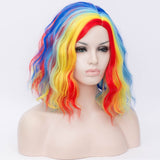 Short Bob Wigs for Women Wavy Curly Hair Wigs Side Part Heat Resistant 14inch Wavy Bob Wigs for Daily Cosplay Party Nightclub Costume