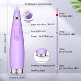 Blackhead Remover Vacuum-VKK Upgraded Blackhead Removal Vacuum Pore Cleaner, Electric Blackhead Whitehead Acne Extractor Tool Wireless Rechargeable (Purple)