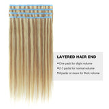 HAIRREAL Tape in Hair Extensions Human Hair Seamless Skin Weft Remy Straight Hair 16-22 inch 20Pcs Hairpiece