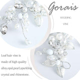 Gorais Bride Wedding Hair Vine Silver Pearl Bridal Headpieces Leaf Hair Accessories for Women and Girls