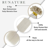 RUNATURE U Tip Hair 40g 16 Inches Color 800 White Blonde Hair Extension Keratin U Tip Hair Fusion Human Hair 50 Strands 0.8g per Strand for Women