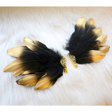 Handmade Feather Angel Wings Hair Clips Hair Barrettes Lolita Cosplay Hair Accessories (Black)