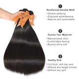 VRVOGUE Brazilian Straight Human Hair Bundles (16" 18" 20") 100% Unprocessed Virgin Brazilian Human Hair Weave Extensions Natural Color