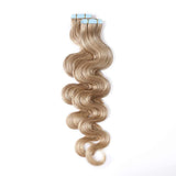 Tape in Hair Extensions 100% Remy Human Hair Tape on 12''-24'' Double Side Tape Seamless Skin Weft Long Straight 20pcs 50g Wavy #27 Dark Blonde 24 Inch