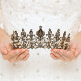 Nicute Baroque Crowns and Tiaras Black Bride Wedding Rhinestone Tiara Queen Crystal Headpieces Jewelry for Women and Girls