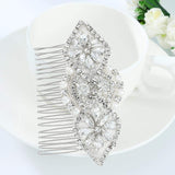 Unsutuo Crystal Flower Bridal Hair Accessories Silver Bride Wedding Hair Comb Pearl Headpieces for Women and Girls