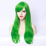 PATTNIUM Long Wavy Green Wig with Bangs Rose Net Women's Anime Cosplay Costume Halloween Party Green Wig (Style Five)
