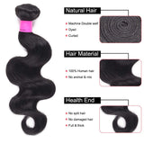 FASHION LADY Peruvian Human Hair Bundles 100% Unprocessed Natural Black Body Wave Human Hair Weaves Curly Hair Extensions(14" 16" 18" , Black Color)