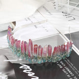 Raw Crystal Quartz Headband Crown - Rhinestone Tiara Mermaid Crown Headband for Women Bride Wedding Parties Hair Hoop (Water color)