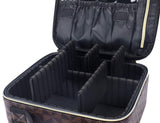 Travel Makeup Train MAKE UP Case Makeup Cosmetic Case Organizer Portable Artist Storage Bag with Adjustable Dividers for Cosmetics Makeup Brushes Toiletry Jewelry Digital Accessories