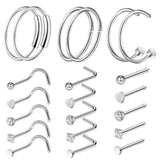 Body Piercing Kit,New Star Tattoo 64pcs Professional Belly Nose Piercing Kit Stainless Steel 14G 16G 20G Piercing Needles Piercing Clamps Gloves for Navel Nose Rings Body Piercing Jewelry Set (silver)