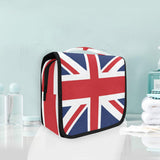 XLING Toiletry Bag British Union Jack Flag Stripe Wash Gargle Bag Travel Portable Cosmetic Makeup Brush Case with Hanging Hook Organizer for Women Men