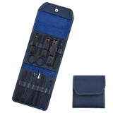 Nail Clipper Set - Stainless Steel Professional Manicure Set, 12 In 1 Portable Nail Cutter Pedicure Kit with Leather Case - Blue