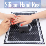 Hand Pillow for Nails, Manicure Table Mat Made in Silicone Foldable Washable Soft Arm Rest Cushion for Nails Salon Color Black