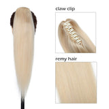 SEGO Jaw/Claw Clip Ponytail Extension Human Hair Clip in Ponytail Hair Extensions Pony Tails Hair Extensions 100% Real Remy Hair Long Straight For Women #613 Bleach Blonde 18 Inch 115g