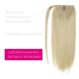 Lacer #60 Platinum Blonde Wrap Around Ponytail Extension Clip in Ponytail Hair Extensions 100% Remy Human Hair Straight Ponytail Long Straight Ponytail Hair Extensions 16 Inch for Women
