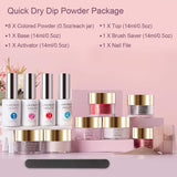 Lavender Violets Fast-Dry-Dip-Powder-Nail Kit of 8 Colors Rapid Dry Classic Acrylic-Dipping Powder System with Nail File J751