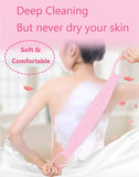 Silicone Back Scrubber for Shower Exfoliating Upgrade Material Long Handle Bathing Brush Belt for Body Massage and Skin Clean