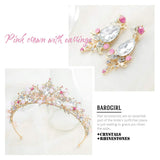 Barogirl Gold Wedding Crown and Tiara Bridal Butterfly Queen Princess Crystal Headband for Women and Girls (Pink)