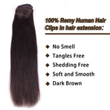 Fuduete Clip in Hair Extensions Human Hair 24Inch 8PCS/Set 18Clips Dark Brown Straight Real Human Hair Extensions for Women 120g(24inch,#2)