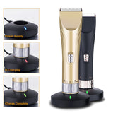 cjc Electric Hair Clipper for Men and Babies Quiet Professional Cordless with Clean & Charge Station Universal USB Charging for Home & Travel (Black)