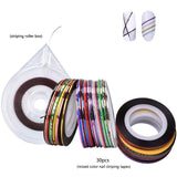 36Pcs Nail Art Decoration Kit, Nail Rhinestones Set Multi-size Jewels Metal Nail Rivets Studs Colorful Nail Art Supplies, Nail Art Striping Tape & Striping Roller Box