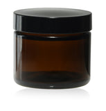2 Oz (60 ml) Amber Glass Jars w/Black Smooth Foam Lined Caps (24)