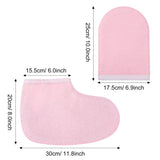 LEORX Paraffin Wax Gloves and Booties Set 4 Pairs Terry Cloth Mitts Booties Moisturizing Spa Accessories for Hand Foot Care (Pink and White)