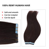 SEGO 18 Inch Tape In Hair Extensions 20pcs 50g /Dark Brown/ Ombre 100% Remy Human Hair Balayage Rooted Hair Invisible Seamless Skin Weft Double Side Tape for Women