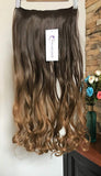 20 Inches Full Head Ombre Dip Dyed Loose Curls Wavy Curly Clip-in Hair Extensions 6pcs Pack (Chocolate brown to dark blonde)