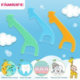 FAMILIFE Kid's Dental Floss Picks Fluoride Free, Unflavored Fun Flossing Children with Portable Travel Cases Refills Pack, 204 Picks