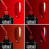 Pine Gel Nail Polish Classic Red Series Colors Cat Eye Nail Gel 7.5 ml with Base Coat Top Coat 10 ml Soak Off UV LED Cured Home Manicure Gel Polish