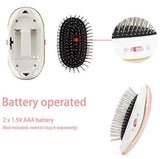 Portable Electric Ionic Hair Brush Comb Vibration massage hairbrush Mini Hair Brush Comb pettine Massager small Round comb teeth home and travel (pink)