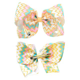 gdy 4 Pcs Large JoJo Multi-colored Siwa Hair Bow, 8 Inch Handmade Grosgrain Ribbon Alligator Clip Hair Accessories for Gift