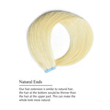 DILUSILK Tape in Hair Extensions Human Hair 100% Remy Hair 20pcs 50g Seamless Skin Weft 22 inch #60 Platinum Blonde