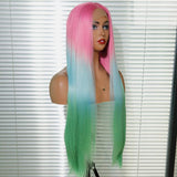 AIVA Synthetic Lace Front Wig With Natural Hairline Ombre Wig Glueless Heat Resistant Hair Middle Part Cosplay Wigs For Women