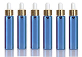 10 Pieces 10ml UV Coated Glass Dropper Bottles Grand Parfums Refillable Medicine Dropper Bottles with Gold Caps and White Bulb Glass Pipette for Essential Oil, Serums, Perfumes, (Blue)