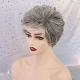 BLONDDE UNICORN Ombre Short Grey Human Hair Wigs Curly Hair Wigs for Women
