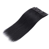 Double Weft 100% Clip in Remy Human Hair Extensions #1 Jet Black 10''-24'' Full Head Thick Thickened Long Soft Silky Straight 8pcs 18clips for Women Fashion 16" / 16 inch 130g